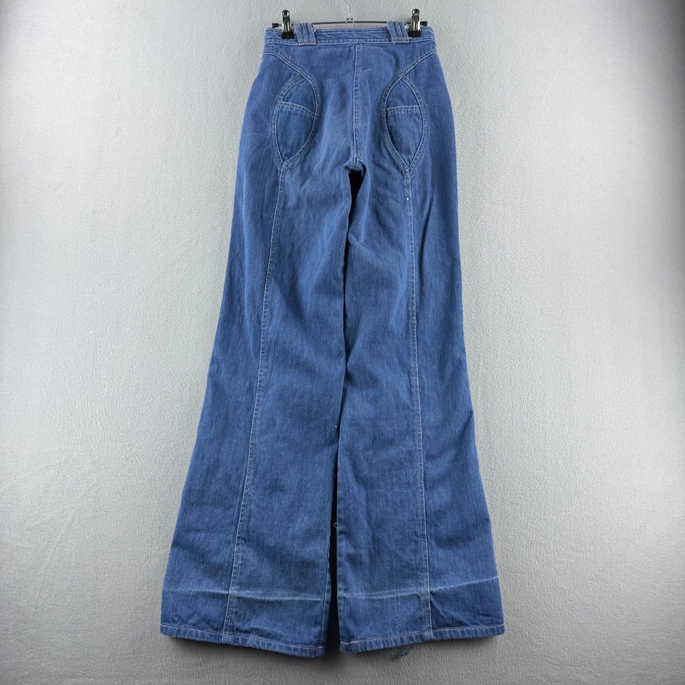 Vintage 70s Bell Bottom Jeans Womens 7/8 Fits 24x33 Blue Denim Flare - Picture 6 of 16